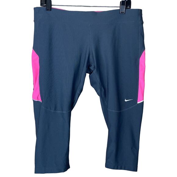 Nike Dri-Fit Filament Capri Leggings Gray Pink SZ 1X - Picture 1 of 7